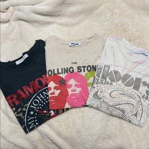 Daydreamer Graphic T-Shirt Set The Ramones, The Rolling Stones, The Doors